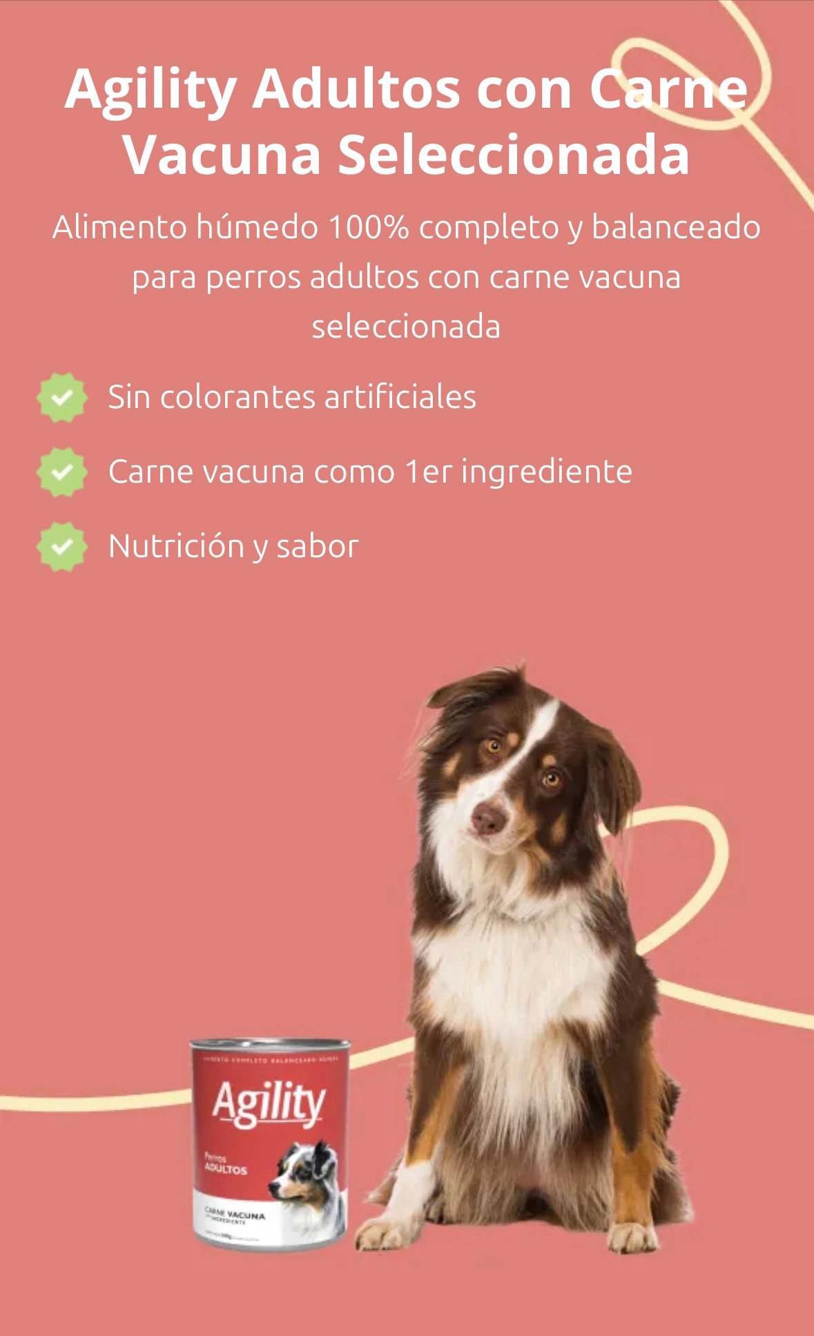 AGILITY PERRO Adulto Alimento Húmedo sabor Carne Vacuna lata x 340 grs. - Imagen 2