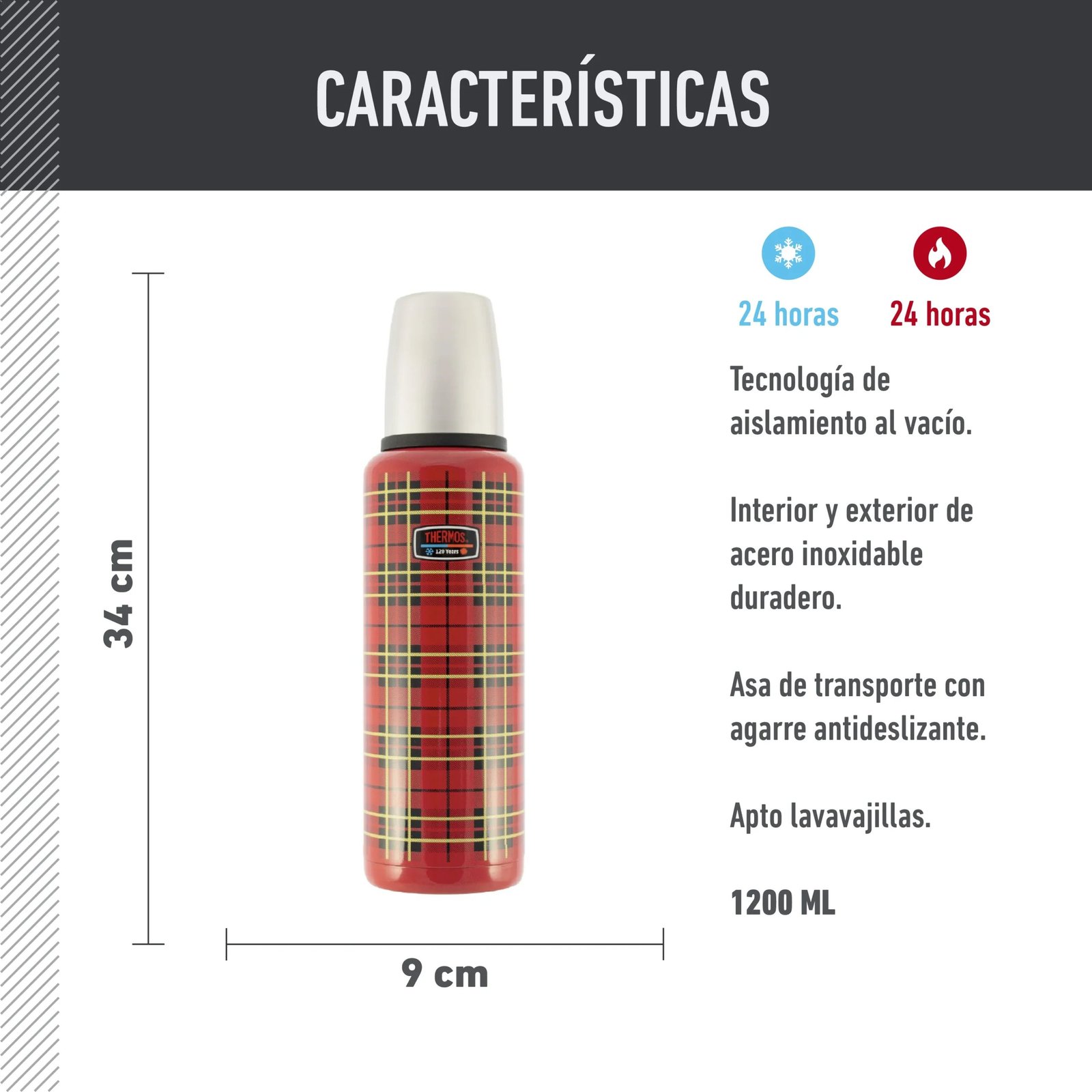 TERMO MARCA THERMOS MODELO ANIVERSARIO COLOR ESTAMPA CUADRO 1200ml - Imagen 4